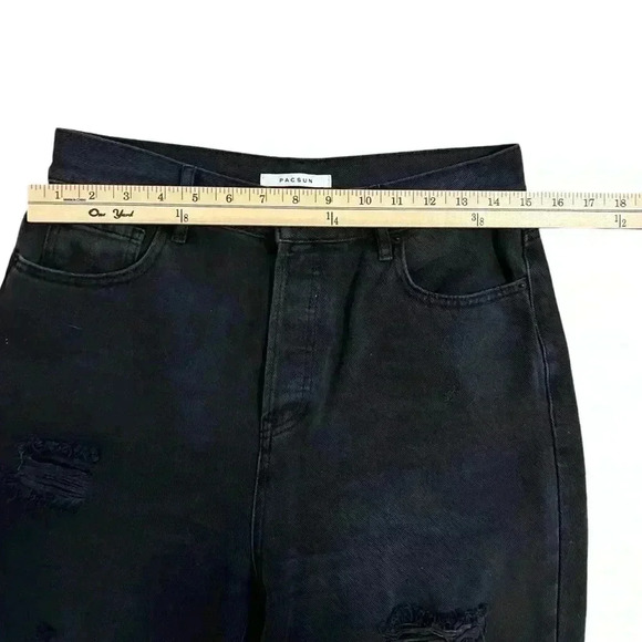 Black distressed button fly size 28 high rise straight jeans - Picture 12 of 13